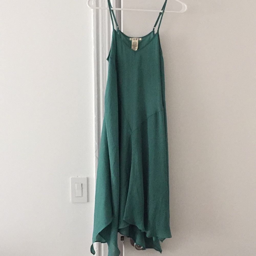 Teal Thin-Strap Slip Dress